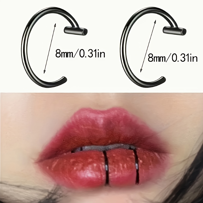 2pcs Minimalist Punk Style Non-Piercing Lip Rings, Unisex